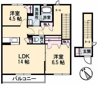 シャーメゾン・トパーズ N(2LDK/2階)の間取り写真