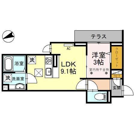 D-RESIDENCE仙波町(1LDK/1階)の間取り写真