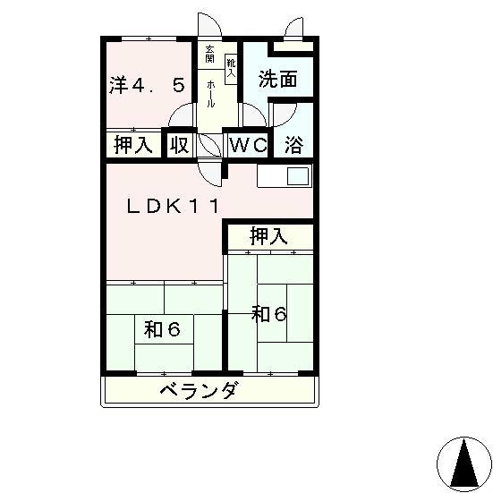 ドミールボア(3LDK/1階)の間取り写真