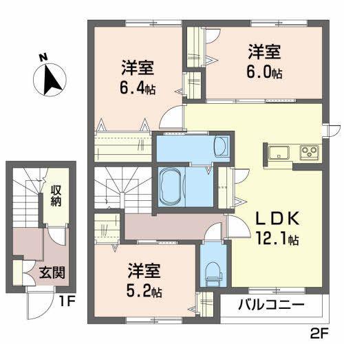コンフォール C(3LDK/2階)の間取り写真