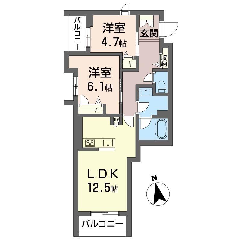 フィローザ池袋(2LDK/2階)の間取り写真