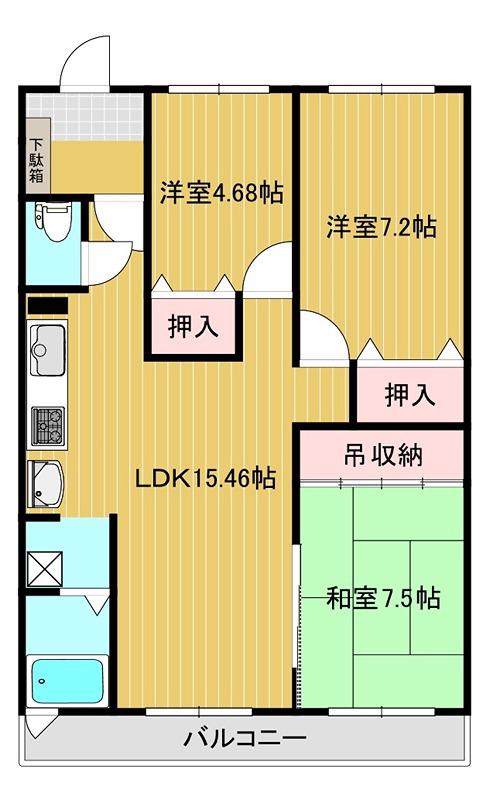 ストンハイム南(3LDK/2階)の間取り写真