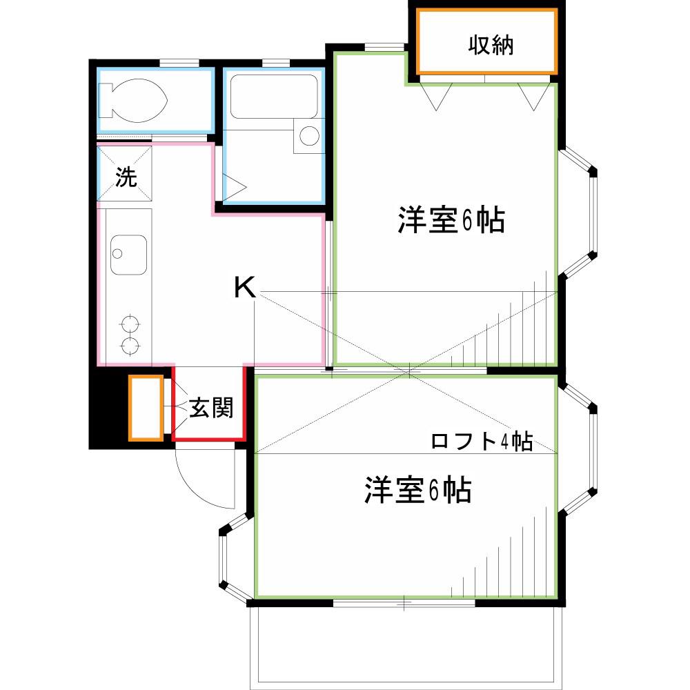 カーサ・OGI(2K/2階)の間取り写真
