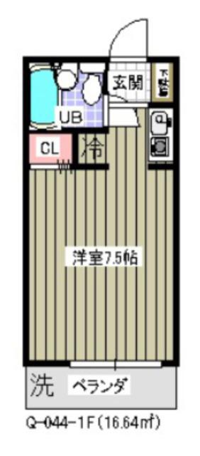 ローズアパート(ワンルーム/1階)の間取り写真