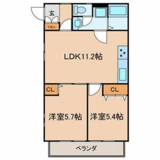プティエトワール(2LDK/2階)の間取り写真