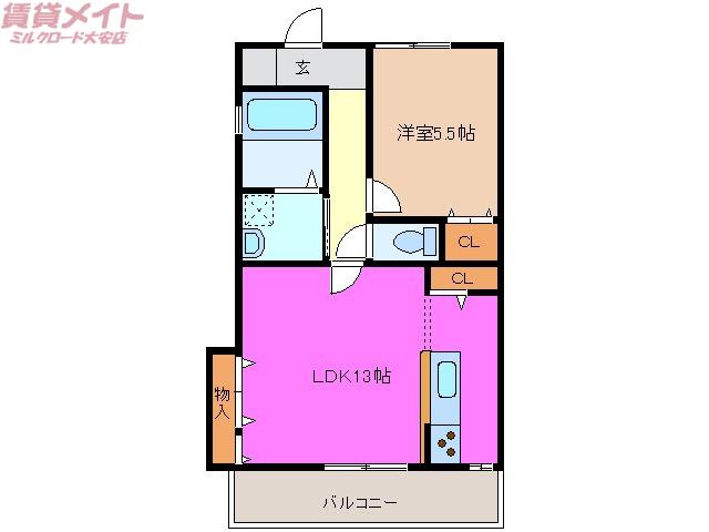 グランドステージ・M(1LDK/2階)の間取り写真