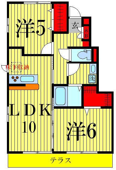 ロジェⅡ(2LDK/1階)の間取り写真
