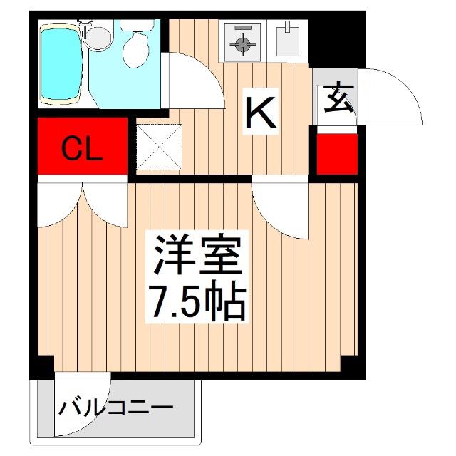 ジュネス(1K/4階)の間取り写真