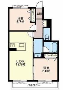 フェリスハーツ(2LDK/1階)の間取り写真