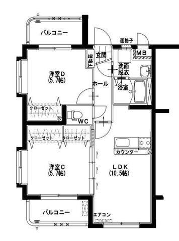 I・DIAMANTE(2LDK/3階)の間取り写真