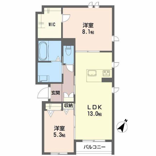 シャーメゾングレース堀止(2LDK/2階)の間取り写真