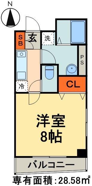 ピースコート(1K/3階)の間取り写真