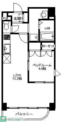 セザン新町(1LDK/4階)の間取り写真