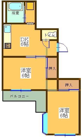 パレス足立(2DK/6階)の間取り写真