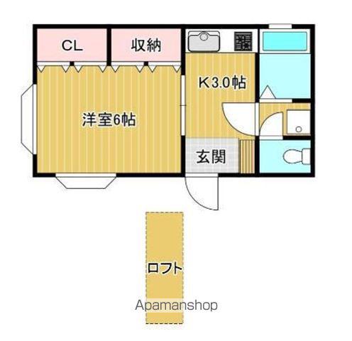 ヴィラ友丘(1K/1階)の間取り写真