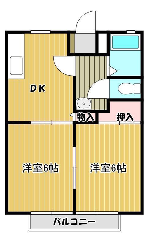 サンビレッジタムラG棟(2DK/1階)の間取り写真