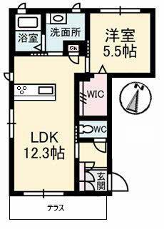 マグノーリアD棟(1LDK/1階)の間取り写真