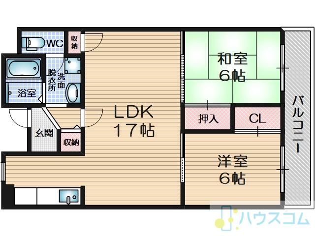 ピュア別府(2LDK/3階)の間取り写真