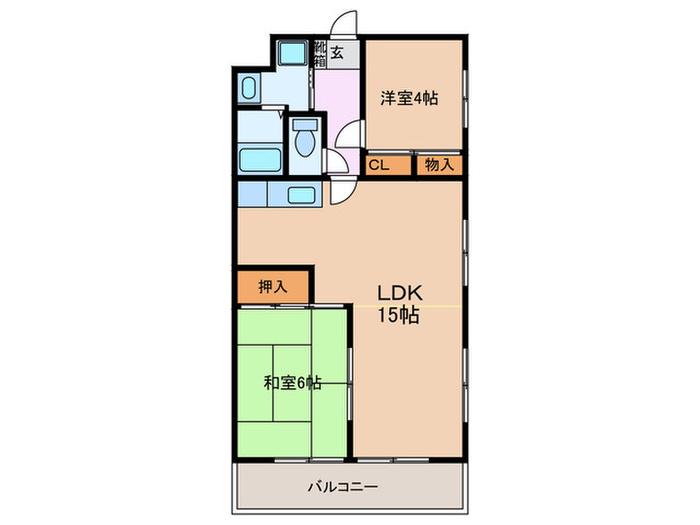 ライトパティオ和泉(2LDK/1階)の間取り写真