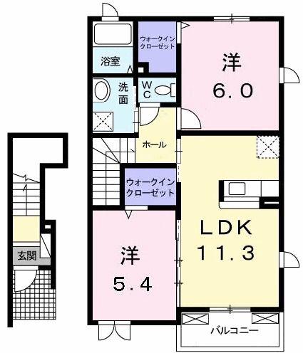 メモリーハウス(2LDK/2階)の間取り写真