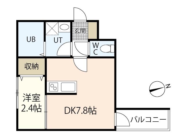 セブンプロート南観音7丁目(1DK/1階)の間取り写真