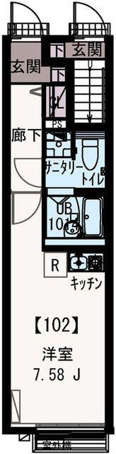 コーワヒルズ大泉(1K/1階)の間取り写真