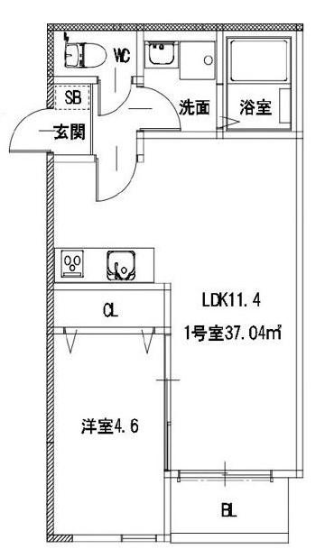 MUGINO BASE(1LDK/2階)の間取り写真