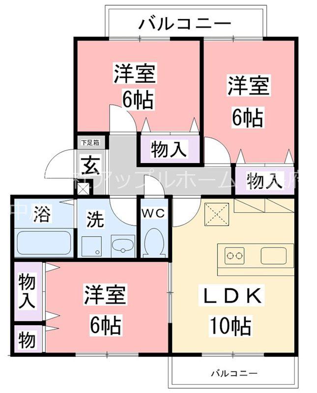 クレール E棟(3LDK/3階)の間取り写真