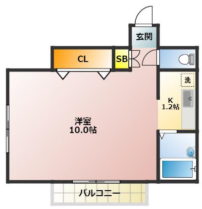 第7アサヒハイツ(ワンルーム/2階)の間取り写真
