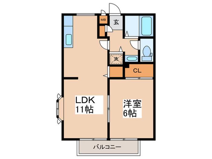 カーサプリメーラ(1LDK/2階)の間取り写真