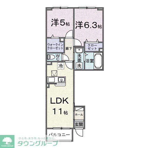 ア コート デ パルク(2LDK/1階)の間取り写真