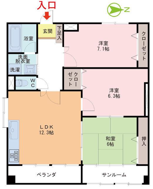モンテハイム(3LDK/2階)の間取り写真