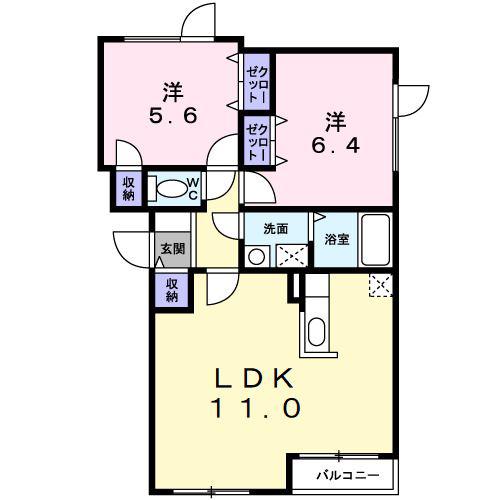 アバンツァート月光(2LDK/1階)の間取り写真