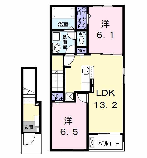 ルチェンテII(2LDK/2階)の間取り写真