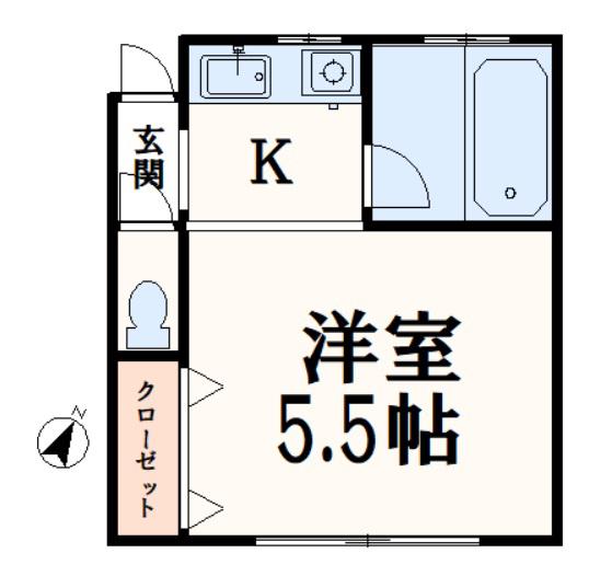グリーンハイツ多摩(1K/1階)の間取り写真
