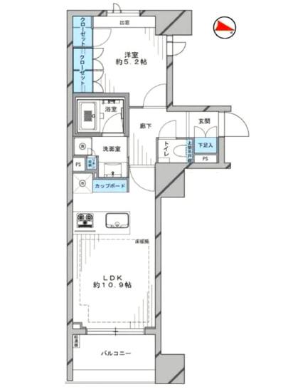 グリーンパーク日本橋堀留町(1LDK/5階)の間取り写真