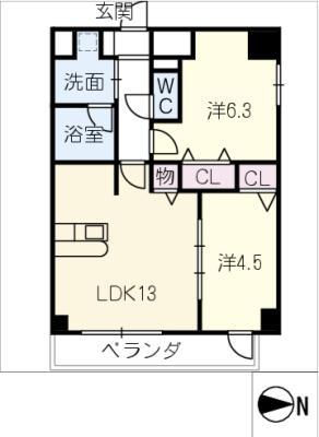 ADEL DORF本郷(2LDK/5階)の間取り写真