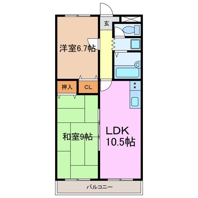 ラフォーレ林(2LDK/3階)の間取り写真