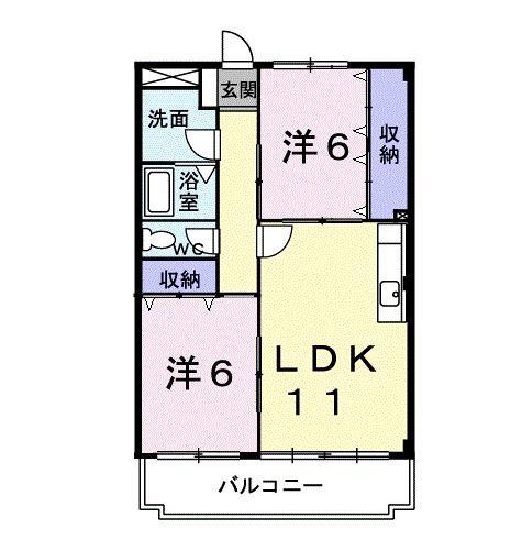 アーバンK・F(2LDK/3階)の間取り写真