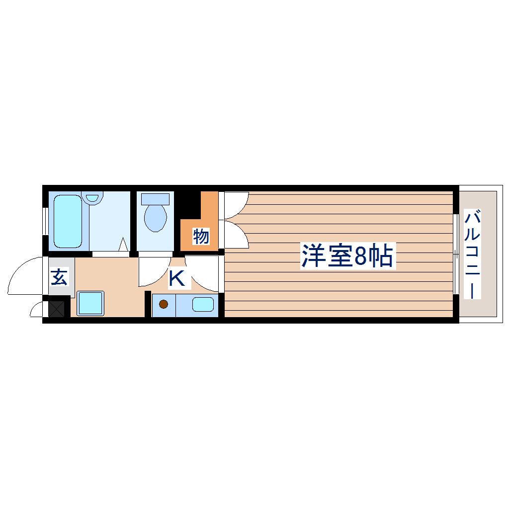 仙台白萩マンション(1K/2階)の間取り写真