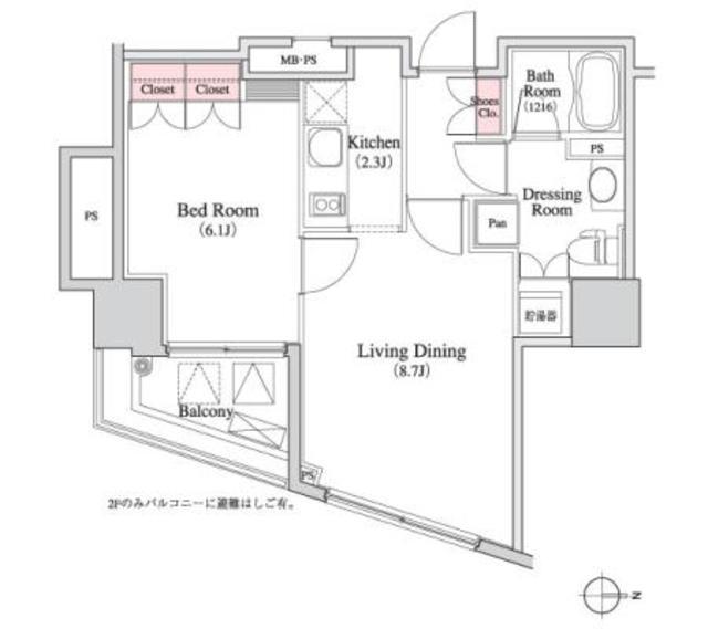 パークキューブ八丁堀(1LDK/16階)の間取り写真