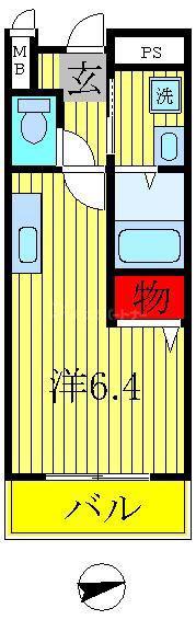 ホープヒルズ(ワンルーム/2階)の間取り写真