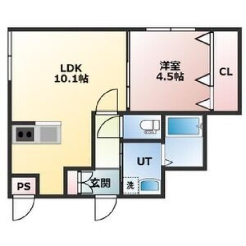 平岸3-10(1LDK/1階)の間取り写真