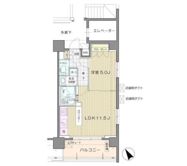 アンビエンテ芝浦(1LDK/3階)の間取り写真