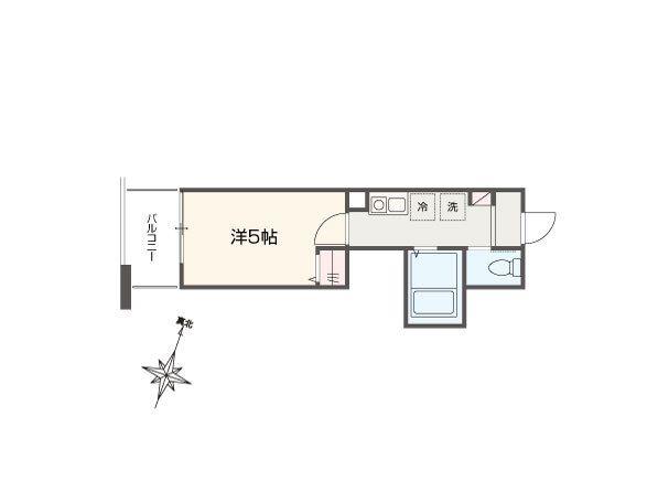 MELLAS矢部2(1K/2階)の間取り写真