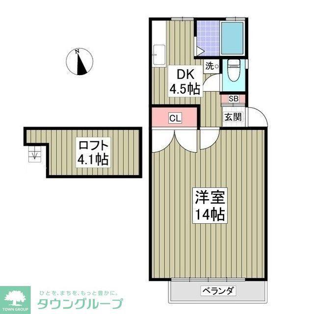 ユニオンIIB(1K/2階)の間取り写真