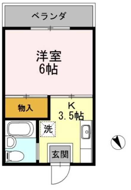 ハイツ芹(1K/2階)の間取り写真