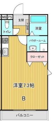 グランビューⅡ(ワンルーム/1階)の間取り写真
