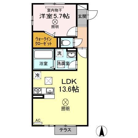 ハーベスト(1LDK/2階)の間取り写真
