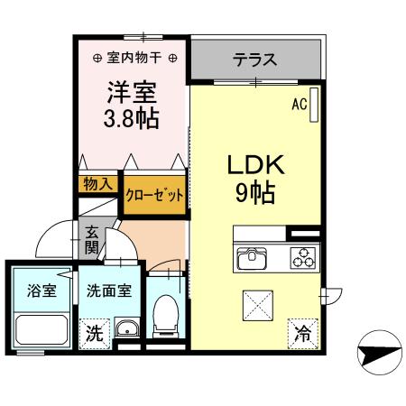 ディベルテンテ(1LDK/1階)の間取り写真